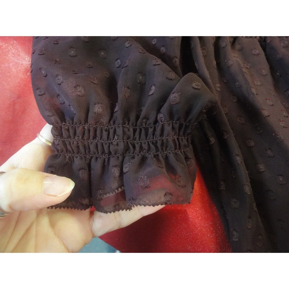 H&M Maroon Sheer dress with attached slip long sleeves size 14 NWT - Picture 8 of 12